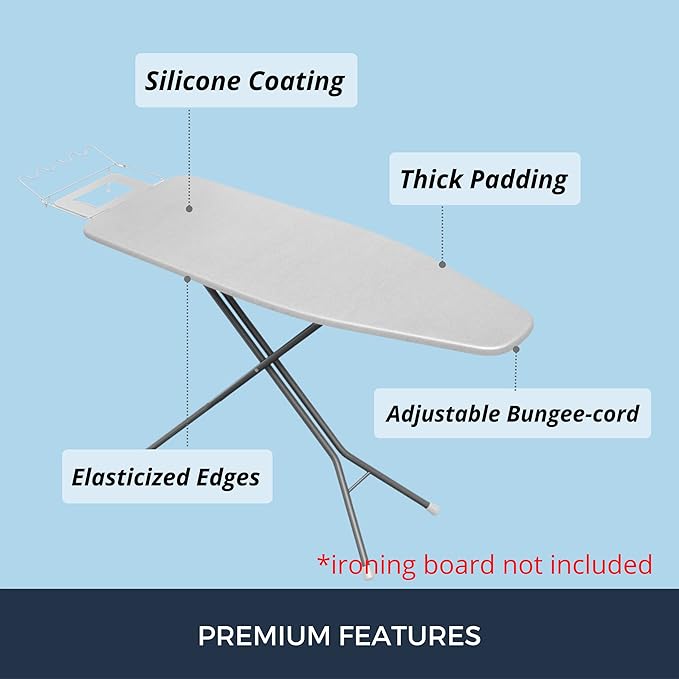 SAVUK Ironing Board Cover and Pad Standard Size Silicone Coated 4 Layers - Image 3