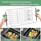 Small Dish Drainer Rack in Sink Adjustable, Expandable Stainless Steel Metal - Image 6