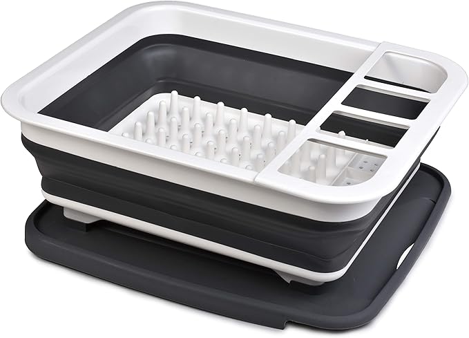 Masirs Pop-Up Collapsible Dish Drying Rack: Convenient Storage, Drains into Sink by Masirs