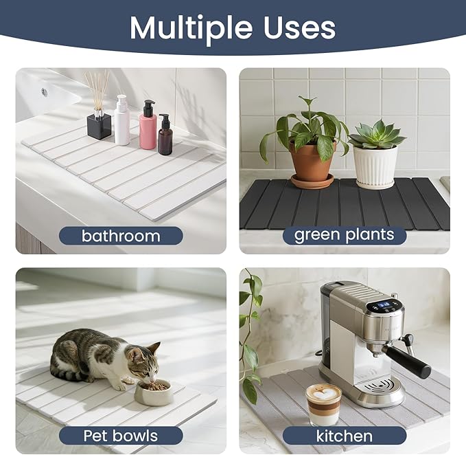 Meowoo Stone Drying Mat for Kitchen Counter, 23.6"x15.3" Foldable Diatomaceous - Image 7