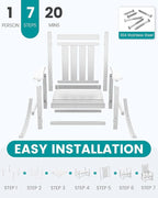 SERWALL HDPE Outdoor Rocking Chair Set of 8, Patio Rocking Chairs for Adults, All Weather Outdoor Rockers for Lawn, White - Image 7