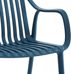 Modern Stackable Outdoor & Indoor Plastic Dining Chairs Set, Armchairs Set, Weather-Resistant, Ideal for Patios, Cafes, and Home Use, Set of 4 (Blue) - Image 5