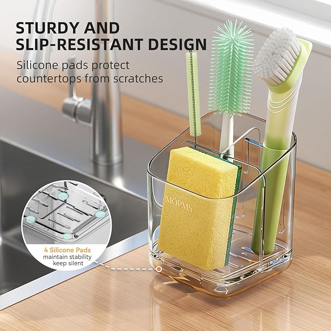 Minimalist Sponge Holder for Kitchen Sink, 3 Slots Sink Caddy - Image 6