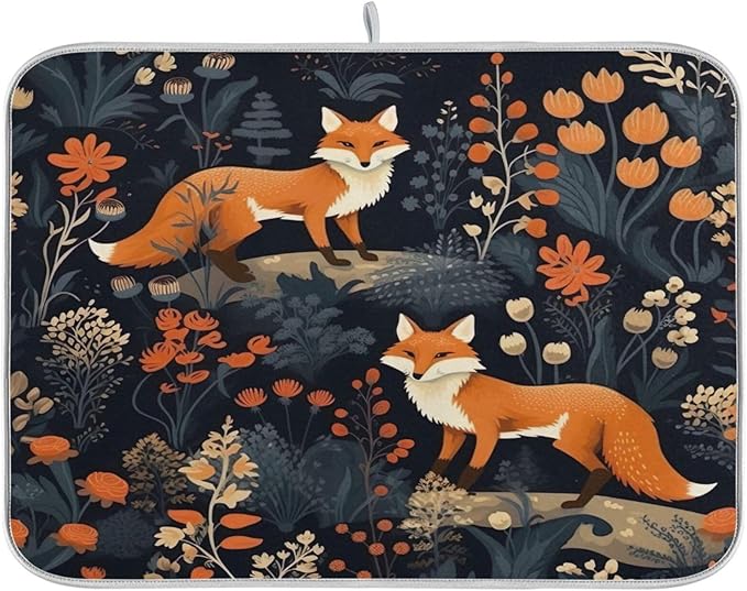 Dish Drying Mat Kitchen Counter Absorbent Two Foxes Coffee Sink Mat Dish by Unknown