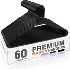 HOUSE DAY Black Plastic Hangers 60 Pack, Clothes Hangers by HOUSEDAY