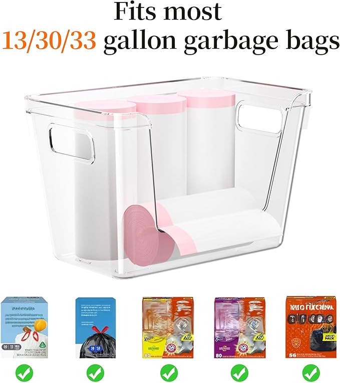 Delamu Acrylic Trash Bag Holder, 2 Pack Stackable Garbage Holder - Image 2