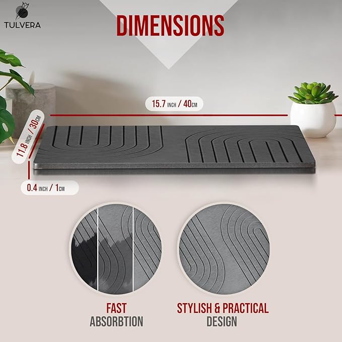 Stone Dish Drying Mat for Kitchen Counter – Diatomaceous Earth Drying Mat | - Image 4