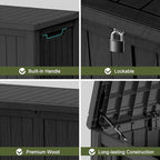 150 Gallon Waterproof Outdoor Storage Box,Resin Deck Box,Lockable Outside Storage Box Container for Patio Furniure,Garden,Tools (150 Gallon,Black) - Image 6