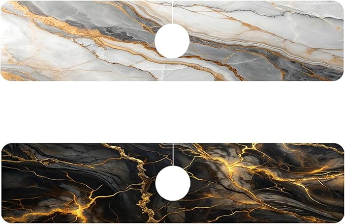 2 Pack Marble Texture Sink Splash Guard Faucet Mat Liquid Gold Marble Texture by Unknown