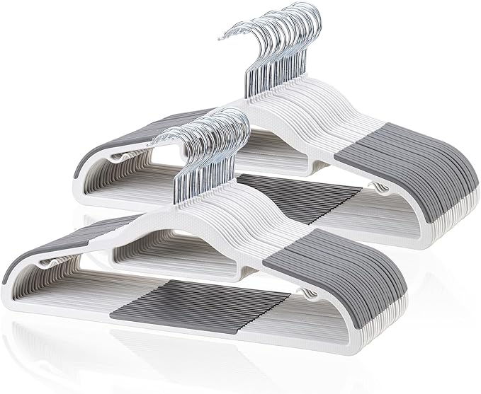 50-Pack Coat Hangers, Space Saving Plastic Clothes Hangers, 0.2 Inches Slim by TonswachicHangersSpaceSaver