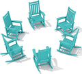 SERWALL HDPE Outdoor Rocking Chair Set of 6, Patio Rocking Chairs for Adults, All Weather Outdoor Rockers for Lawn, Aruba by SERWALL