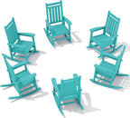 SERWALL HDPE Outdoor Rocking Chair Set of 6, Patio Rocking Chairs for Adults, All Weather Outdoor Rockers for Lawn, Aruba by SERWALL