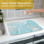 Teal Blue Marble Dish Drying Mat - Image 7