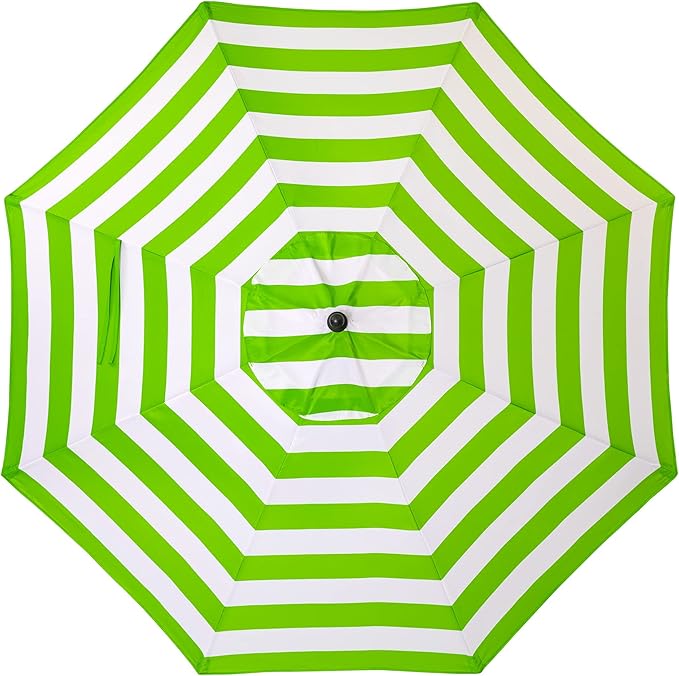 Sunnyglade 9' Patio Umbrella Outdoor Table Umbrella with 8 Sturdy Ribs (Grass Green and White) - Image 7