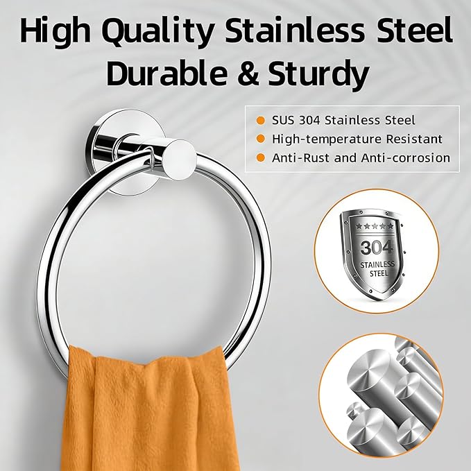Towel Ring 2Pack, SUS304 Stainless Steel Hand Towel Holder - Image 2