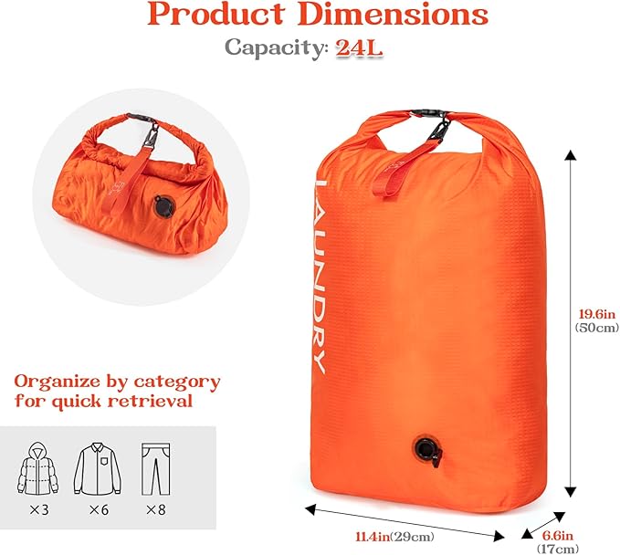 Travel Laundry Bag, Vacuum Compression Dirty Clothes Travel Bag, Waterproof - Image 2
