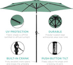 Best Choice Products 10ft Outdoor Table Compatible Steel Polyester Market Patio Umbrella w/Crank and Easy Push Button Tilt - Image 5