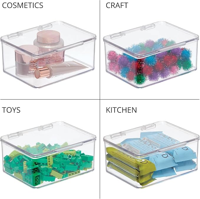 mDesign Small Plastic Home Office Storage Organizer Box Containers w/Hinged Lid - Image 7