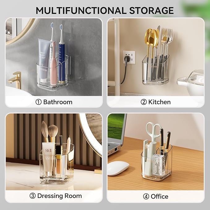 Toothbrush Holders for Bathrooms, 3 Slots Detachable Electric Toothbrush Holder - Image 7
