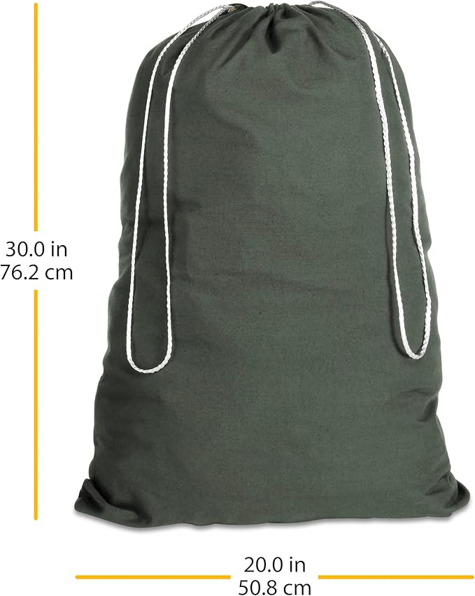 Whitmor 6353-1191-GRN Cotton Laundry Bag-Duffel Green - Image 3