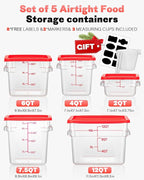 2QT&4QT NSF Food Storage Containers: 8 PCS Commercial Clear Square Food Storage - Image 9