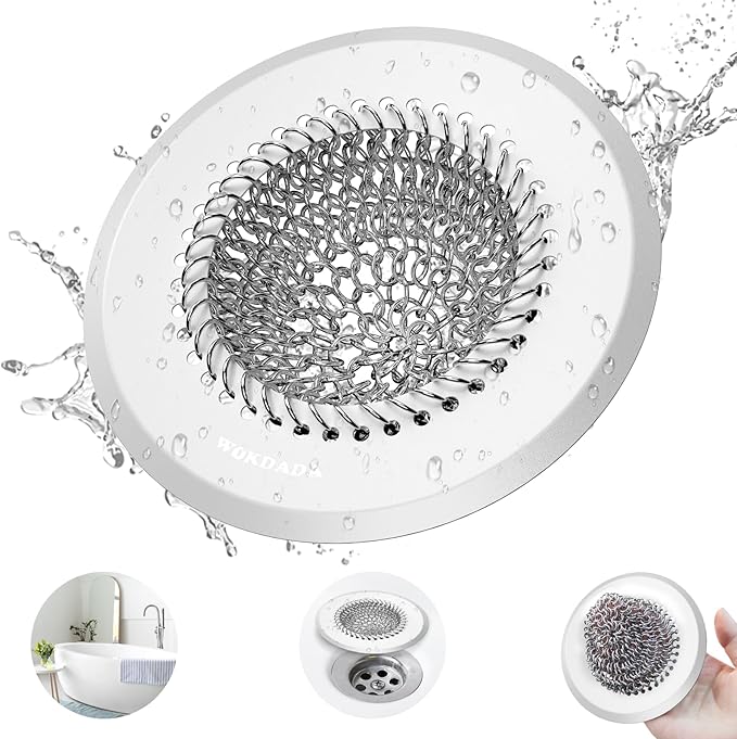Drain Hair Catcher: for Bathtub & Shower, Reversible 304 Stainless Steel by Wokdada