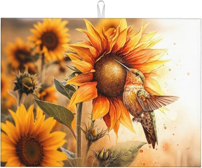 Hummingbird Sunflower Dish Drying Mats by Unknown