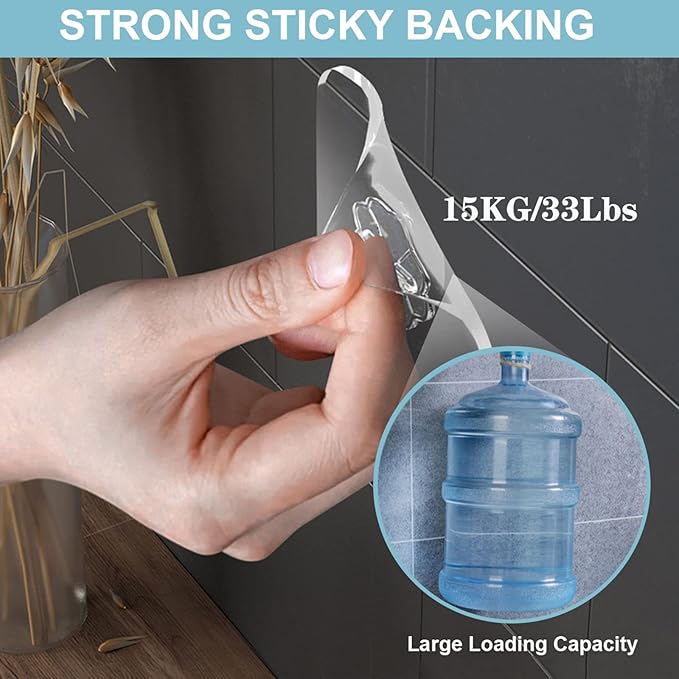 Wall Hooks - 33 lbs Max, Transparent, Waterproof & Oilproof - Heavy Duty - Image 4