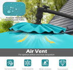 Tangkula 10ft Solar LED Patio Umbrella with Base, Offset Cantilever Outdoor Umbrella with 32 LED Lights, Infinite Tilt, 360 Degree Rotation, Crank Handle for Pool Deck Garden Backyard (Turquoise) - Image 8