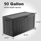 90 Gallon Waterproof Outdoor Storage Box,Resin Deck Box,Lockable Outside Storage Box Container for Patio Furniure,Garden,Tools (90 Gallon,Black) - Image 2