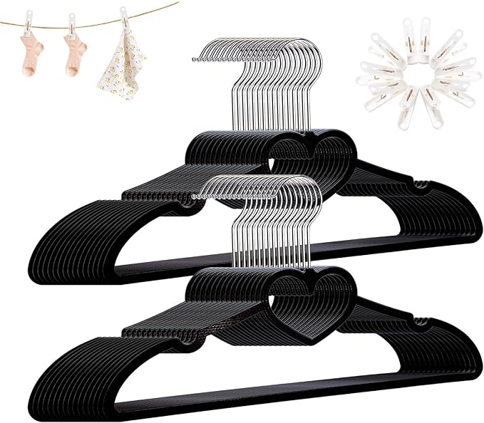 Plastic Hangers 30 Pack, Heart-Shaped Clothes Hanger Ultra Thin Space Saving by ZRKFSR