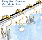 Titanker Shower Curtain Hooks Rings Gold, Metal Double Glide Shower Hooks Rings - Image 2