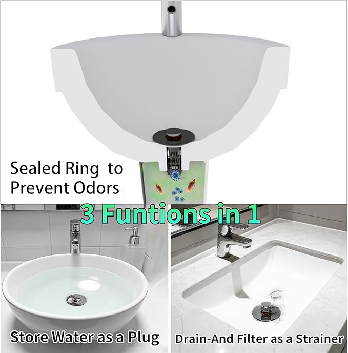 Sink Stopper Bathroom Drain, Universal Bathroom Sink Drain Strainer - Image 2