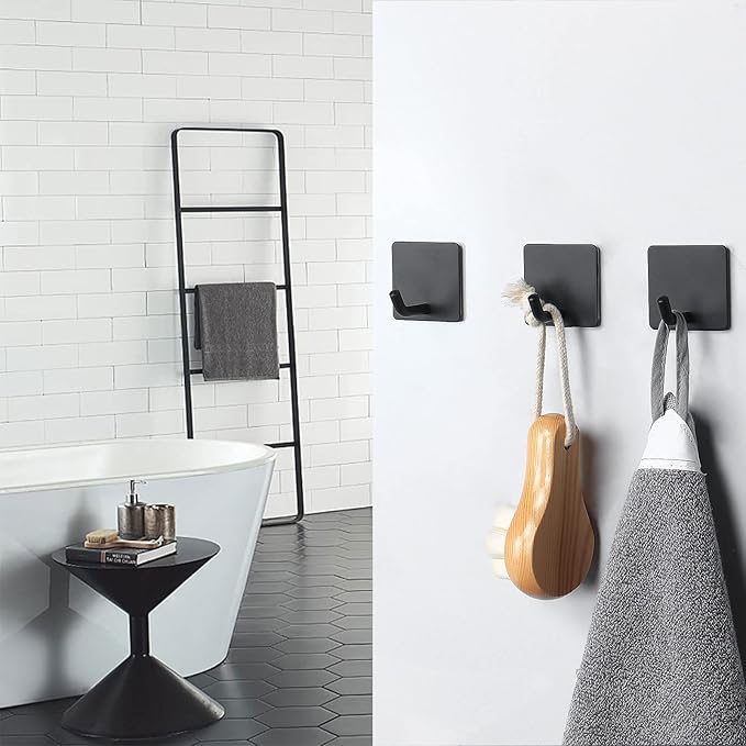 NearMoon Adhesive Hooks- Heavy Duty Bath Wall Hooks Waterproof Stainless Steel - Image 4
