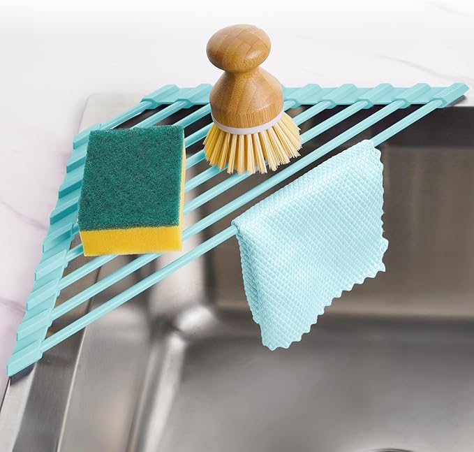 Tomorotec Compact Silicone-Coated Triangle Dish Drying Rack by Tomorotec