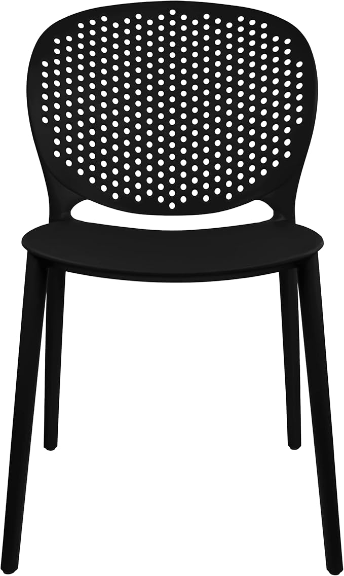 2xhome Set of 2 Patio Dining Chairs | Modern Stackable Outdoor Pool Side Chair | Weather Resistant Plastic for Yard, Porch, Balcony, Kitchen, Black - Image 7