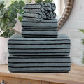 8 Pcs Grayish Blue Cabana Stripe Large Bath Towel Oversized Bath Sheet-2 by Oliven