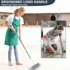 Floor Scrub Brush with Long Handle, 2 in 1 V-Shape Grout Brush with Squeegee + - Image 8
