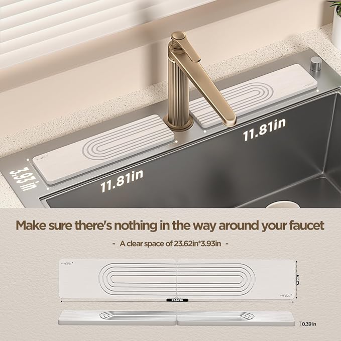 Faucet Mat for Kitchen Sink, Diatomite Stone Drying Sink Protectors, Bathroom - Image 2