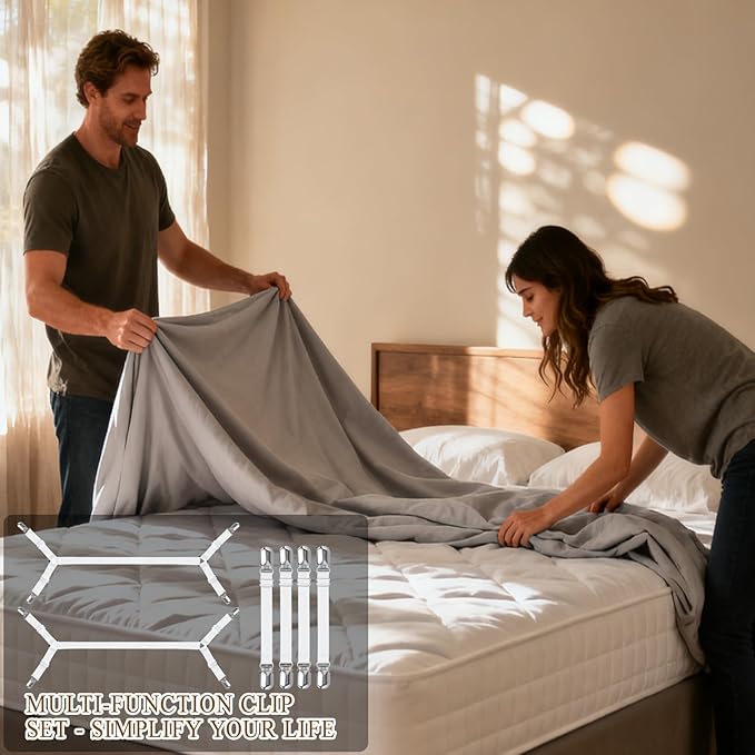 16 Pcs Bed Sheet Straps Sets-2 Style Adjustable Bed Sheet Fasteners Holders - Image 5