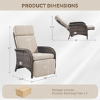 Zero Gravity Wicker Patio Recliner Chairs Set of 2 - Wicker Outdoor Lounge Chair with Adjustable Backrest & Footrest, All Weather Outdoor Reclining Chairs with Thick Cushion for Pool Deck Beige - Image 2