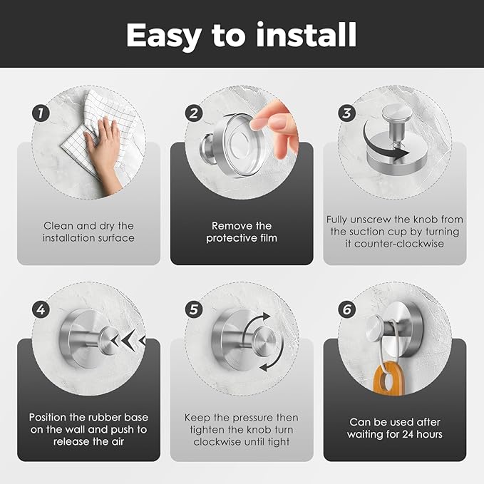Shower Hooks for Inside Shower, Suction Cup Hooks for Glass Window, Removable - Image 4