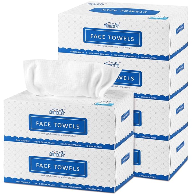 HOMEXCEL Face Towels, Disposable Face Towelette, Biodegradable Makeup Remover by HOMEXCEL