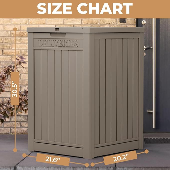 55 Gallon Package Delivery Box for Outside,Weather Resistant UV Protection Resin Outdoor Storage Parcel Box for Porches, Front Door,Balconies,Garages - Image 4