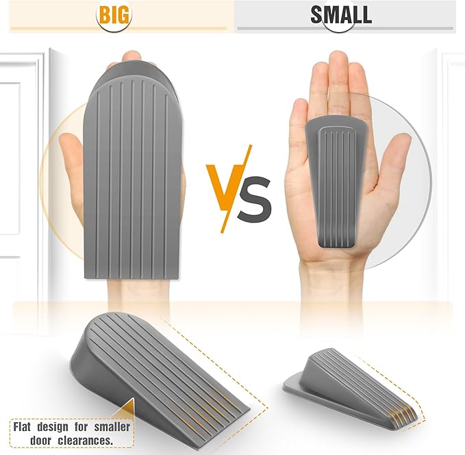 4 Pack Grey Extra Large Door Stopper, High 1.9 inches Big, Prevents Door Gaps & - Image 3