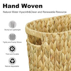Wicker Trash Can, Bathroom Trash Can, Water Hyacinth Wicker Waste Basket - Image 5
