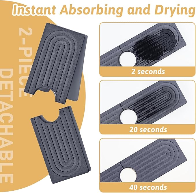 Faucet Mat for Kitchen Sink, Quick Drying Stone Sink Tray, Water Absorbent Soap - Image 5