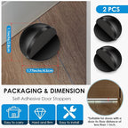 2 Pcs Self Adhesive Door Stoppers, Stainless Steel Floor Door Stop Wall - Image 2