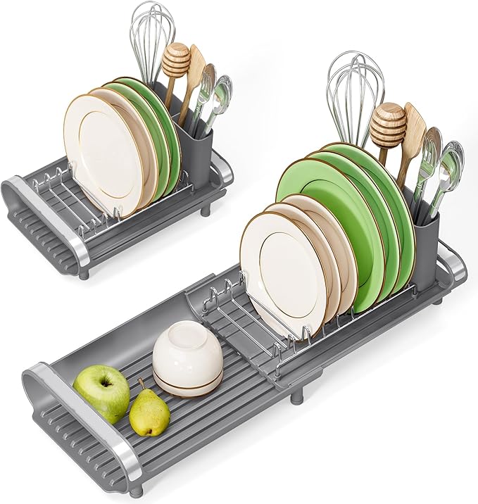 TOOLF Small Dish Drying Rack, Mini Expandable Compact Dish Rack, Slim by TOOLF
