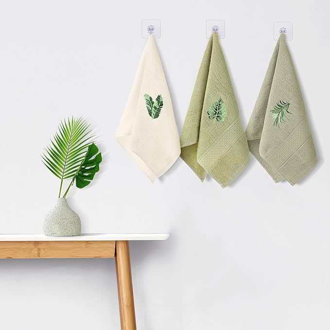 3 Pcs Sage Green Hand Towels Tropical Bathroom Decor Farmhouse Embroidered Sage - Image 4